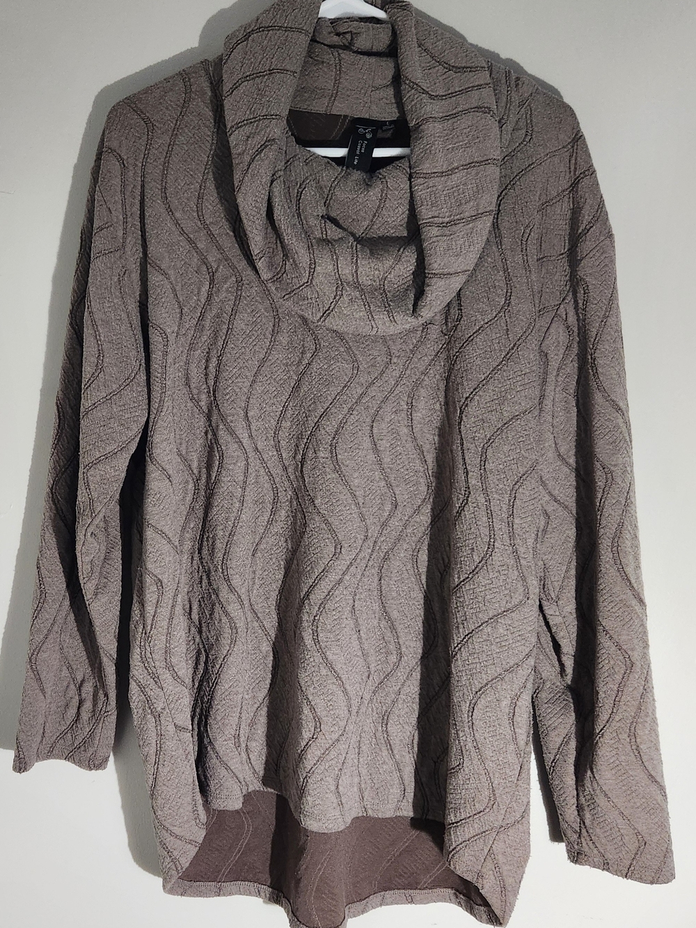 Focus Casual Life Women's Large, Cowl Neck Pullover Sweater Tunic, Taupe
